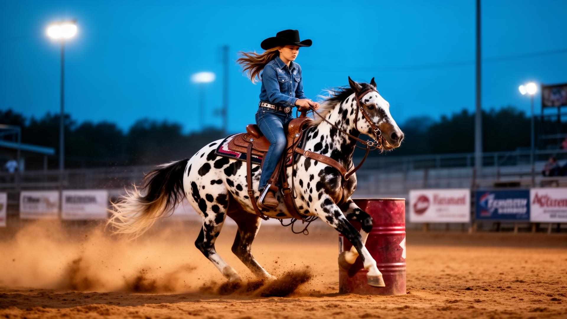 Barrel racing under the lights